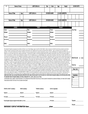 Horse Show Entry Form