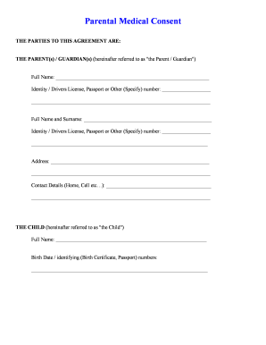 Parental Medical Consent Form