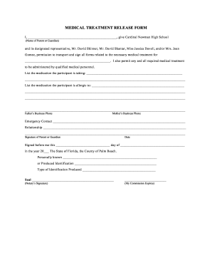 Medical Treatment Release Form