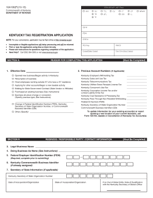 Kentucky Tax Registration Application