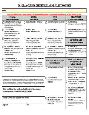 Clay County Open Enrollment Selection Form