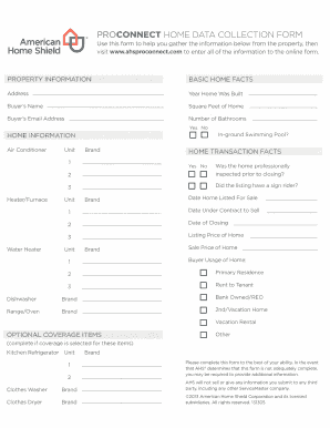 American Home Shield Property Data Collection Form