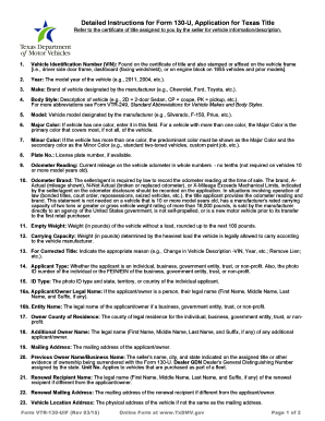 Texas Title Application Form 130-U