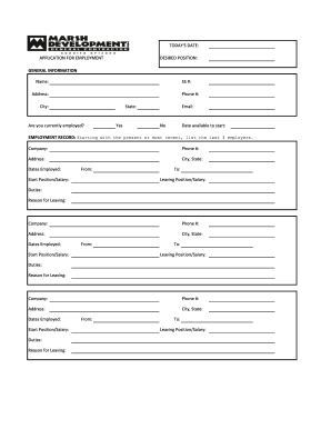 Employment Application Form