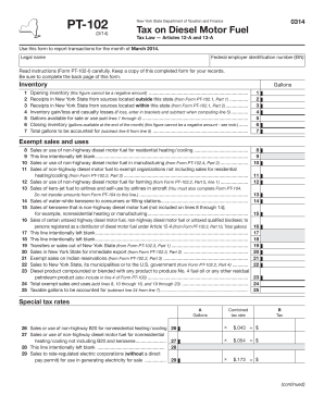 New York State Diesel Motor Fuel Tax Form PT-102