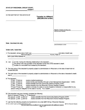 Wisconsin Transfer by Affidavit Form