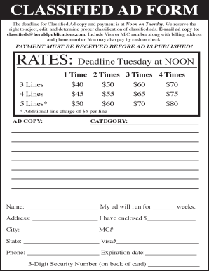 Classified Ad Form