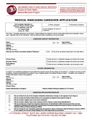 Delaware Medical Marijuana Caregiver Application