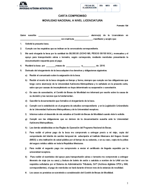 Catering bill format in word - Formato de Carta Compromiso - w w w . v i n c u l a c i o n . u a m . m x