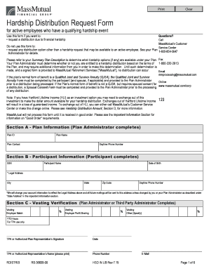 MassMutual Hardship Distribution Request Form