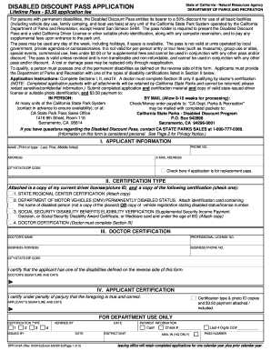 California Disabled Discount Pass Application