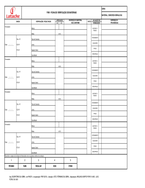 FICHA DE VERIFICAÇÃO DE MATERIAIS