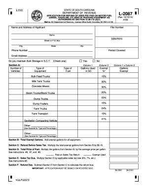 South Carolina Motor Fuel Refund Application
