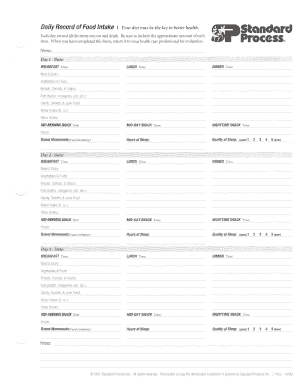 Daily Food Intake Record