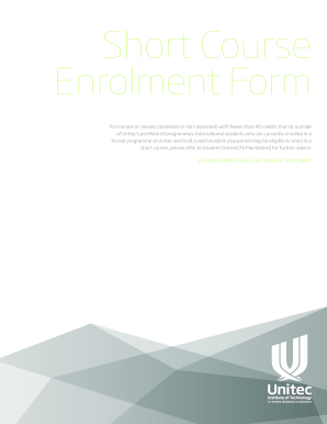 Unitec Short Course Enrolment Form