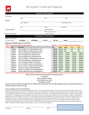 JR Loyalty Trade Up Program Form