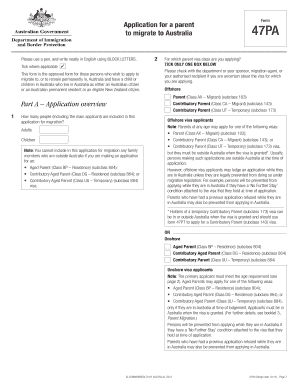 Australia Parent Visa Application Form 47PA