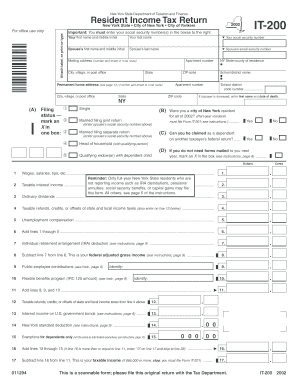New York State Resident Income Tax Return