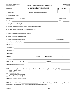 FCC Form 160 CORES Registration Form