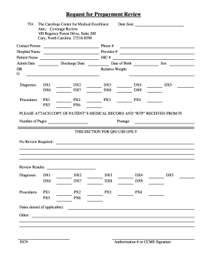 Request for Prepayment Review