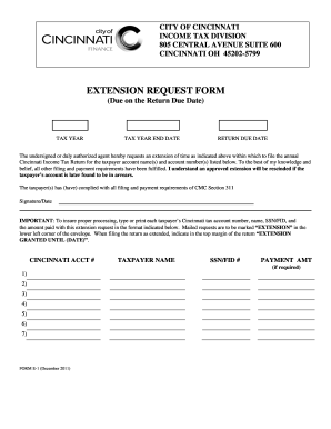 Cincinnati Income Tax Extension Request Form