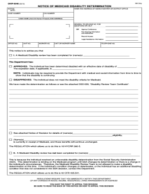 Notice of Medicaid Disability Determination