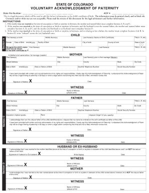 Colorado Voluntary Acknowledgment of Paternity