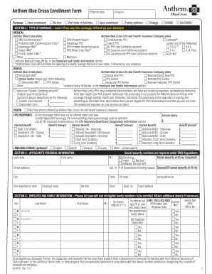 Anthem Blue Cross Enrollment Form
