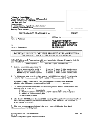 Request to Modify Child Support - Simplified Procedure