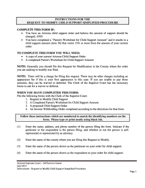 Arizona Child Support Modification Request