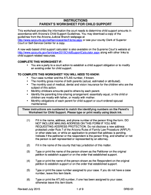 Arizona Child Support Worksheet