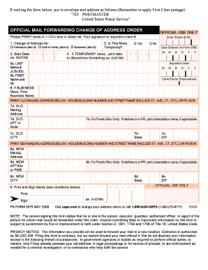 USPS Change of Address Form
