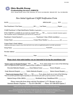 New Practitioner CAQH Notification Form