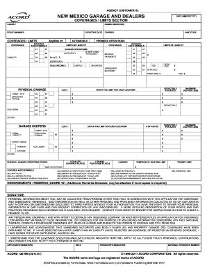 New Mexico Garage and Dealers Insurance Form