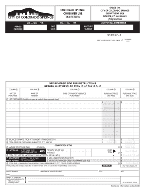 Colorado Springs City Use Tax Return