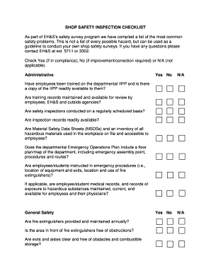 Shop Safety Inspection Checklist