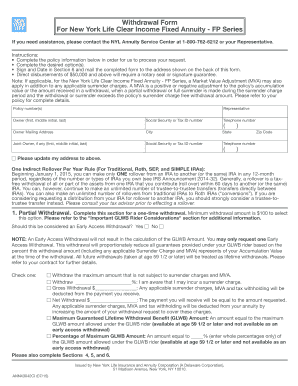 Withdrawal Form for New York Life Clear Income Fixed Annuity