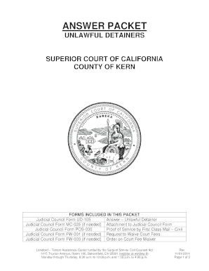 California Unlawful Detainer Answer Form