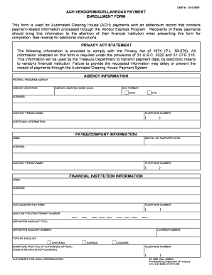 ACH Vendor/Miscellaneous Payment Enrollment Form