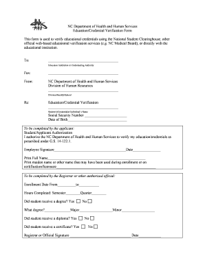 Education Credential Verification Form