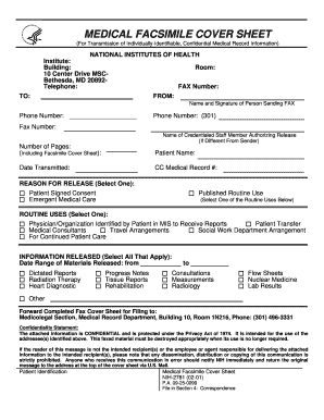 Medical Facsimile Cover Sheet
