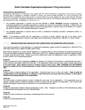 Florida Small Charitable Organization Application