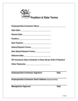 Employee Position and Rate Terms Agreement