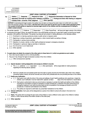 California Joint Legal Custody Attachment