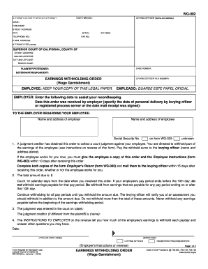 California Earnings Withholding Order