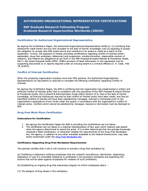 NSF Authorized Organizational Representative Certification