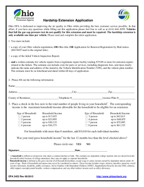 Ohio EPA Hardship Extension Application
