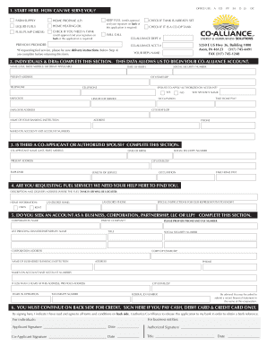 Co-Alliance Account Application Form