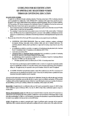 Ophthalmic Nursing Recertification Application