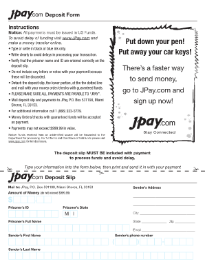 JPay Deposit Form